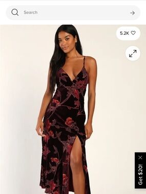 Lulus Divine Allure Burgundy Floral Burnout Velvet Midi Dress
